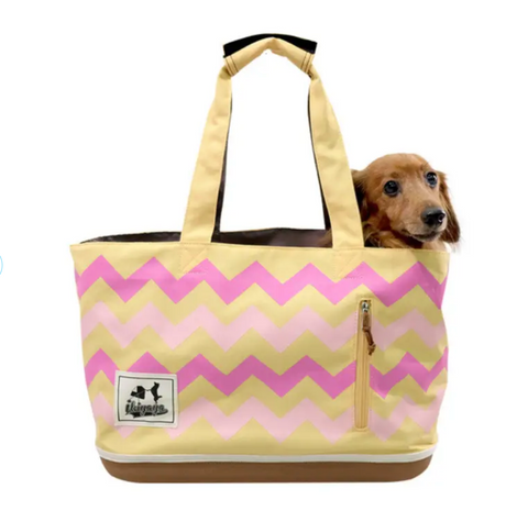 Ibiyaya Canvas Pet Carrier Tote for Cats & Dogs up to 7kg - Yellow & Pink